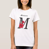 Aangepaste tekst voor monogram, bewerkbaar, rode b t-shirt (Voorkant)