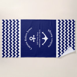 Aangepaste tekst voor Navy Blue en White Nautical  Strandlaken