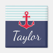 Aangepaste tekst voor Navy Blue Nautical Design Magneet (Voorkant)