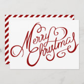 Aangepaste tekst voor nostalgisch kerstrood script feestdagenkaart (Voorkant / Achterkant)