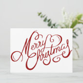 Aangepaste tekst voor nostalgisch kerstrood script feestdagenkaart (Staand voorkant)