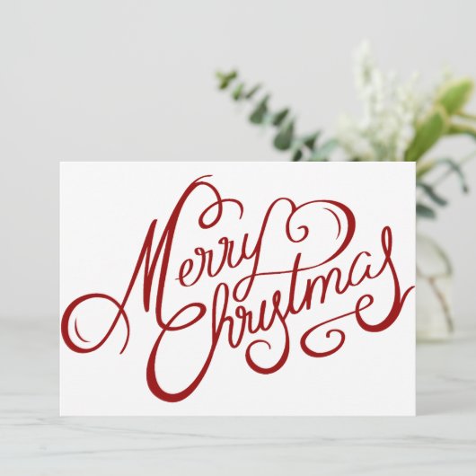 Aangepaste tekst voor nostalgisch kerstrood script feestdagenkaart (Staand voorkant)