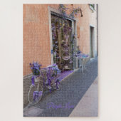 Aangepaste tekst voor Paarse fiets Souvenir Winkel Legpuzzel (Verticaal)