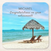 Aangepaste tekst voor pensionering Tropisch strand Kartonnen Onderzetters (Voorkant)