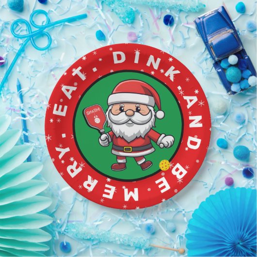 Aangepaste tekst voor Pickleball Santa Papieren Bordje (Feest)