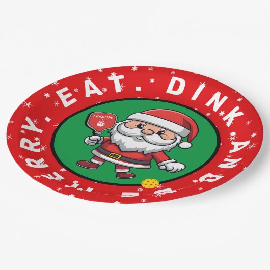Aangepaste tekst voor Pickleball Santa Papieren Bordje (Gekanteld)