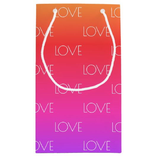 Aangepaste tekst voor regenbooggradiënt klein cadeauzakje (Achterkant)