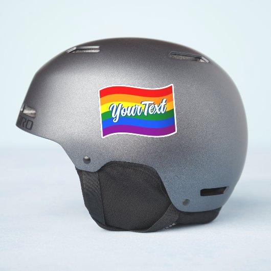 Aangepaste tekst voor regenboogvlag Gay Pride tot  Sticker (Helm Zijkant)