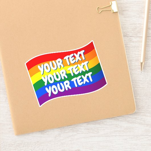 Aangepaste tekst voor regenboogvlag Gay Pride tot  Sticker (Notitieboek)