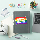 Aangepaste tekst voor regenboogvlag Gay Pride tot  Sticker (iPad Cover)