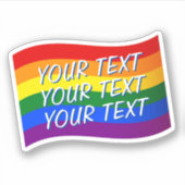 Aangepaste tekst voor regenboogvlag Gay Pride tot  Sticker (Voorkant)