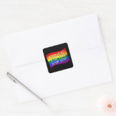 Aangepaste tekst voor regenboogvlag Gay Pride tot  Vierkante Sticker (Envelop)