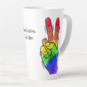 Aangepaste tekst voor regenboogvrede latte mok (Rechterhoek)