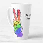 Aangepaste tekst voor regenboogvrede latte mok (Linkerhoek)