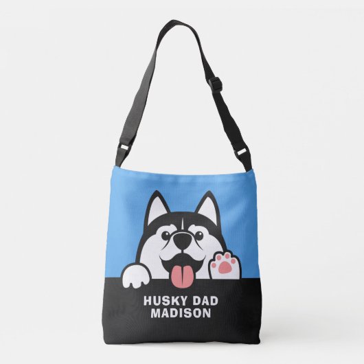 Aangepaste tekst voor Siberian Husky Crossbody Tas (Achterkant)