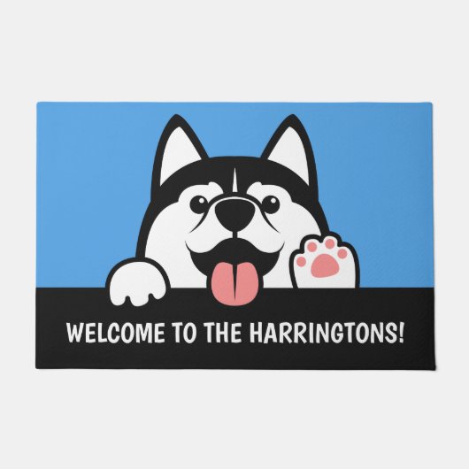 Aangepaste tekst voor Siberian Husky Deurmat (Voorkant)