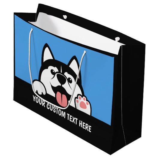 Aangepaste tekst voor Siberian Husky Groot Cadeauzakje (Voorkant Gekanteld)