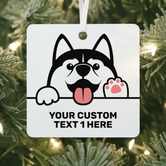 Aangepaste tekst voor Siberian Husky Metalen Ornament (Insitu)