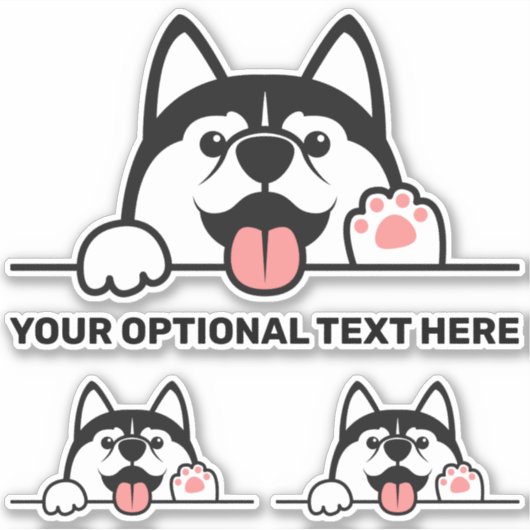 Aangepaste tekst voor Siberian Husky Sticker (Voorkant)
