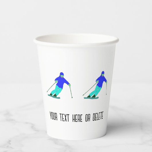 Aangepaste tekst voor skier-sneeuwskoping papieren bekers (Achterkant)
