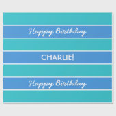 Aangepaste tekst voor stripes Pattern-verpakkingpa Cadeaupapier (Vlak)