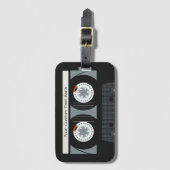 Aangepaste tekst voor tapetape met Retro Casette Bagagelabel (Voorkant (verticaal))