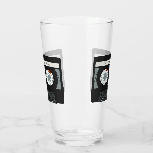 Aangepaste tekst voor tapetape met Retro Casette Glas (Links)