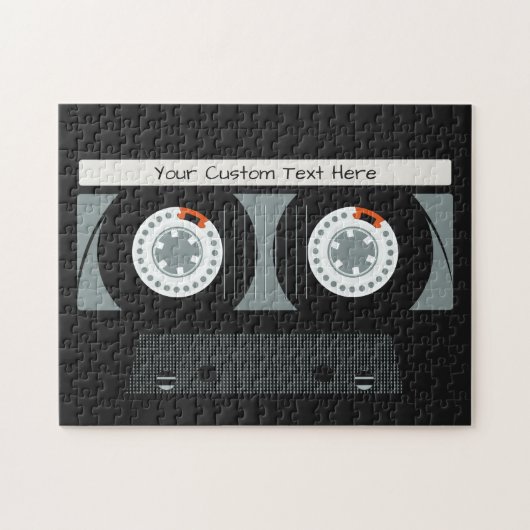 Aangepaste tekst voor tapetape met Retro Casette Legpuzzel (Horizontaal)