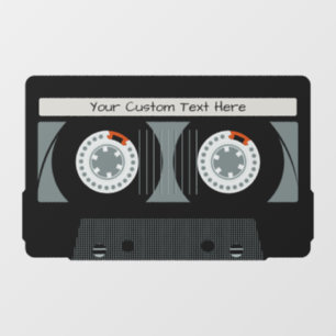 Aangepaste tekst voor tapetape met Retro Casette Raamsticker