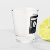 Aangepaste tekst voor tapetape met Retro Casette Shot Glas (Links)