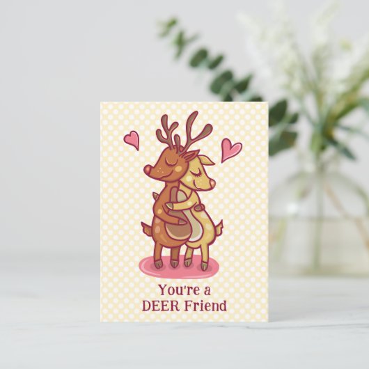 Aangepaste tekst voor Valentijnsdag deer Friend Pu Briefkaart (Staand voorkant)