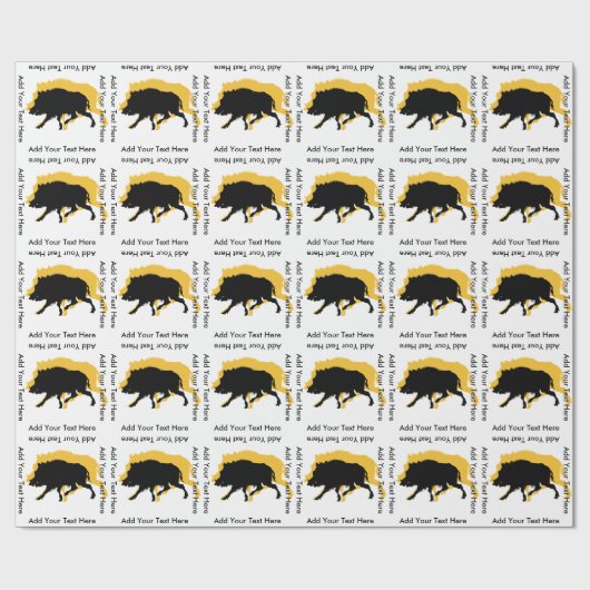 Aangepaste tekst voor Wilde Boar Gold en Zwarte te Cadeaupapier (Vlak)