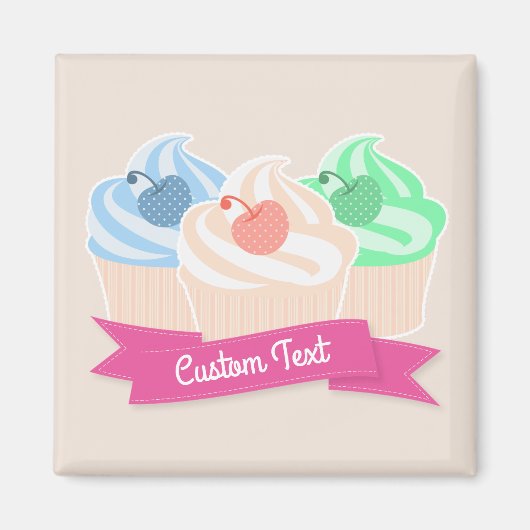 Aangepaste tekst voor zoete cupcake magneet (Voorkant)