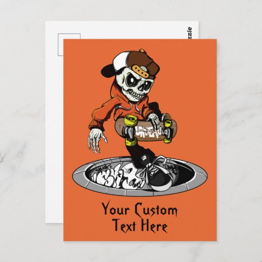 Aangepaste tekst voor Zombie Skater en briefkaart (Voorkant / Achterkant)