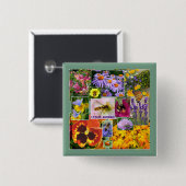 Aangepaste tekst voor  zomerbloemen vierkante button 5,1 cm (Voorkant /achterkant)