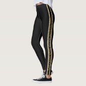 Aangepaste tekst voor zwart en Gold Glitter Athlet Leggings (Links)