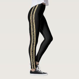 Aangepaste tekst voor zwart en Gold Glitter Athlet Leggings