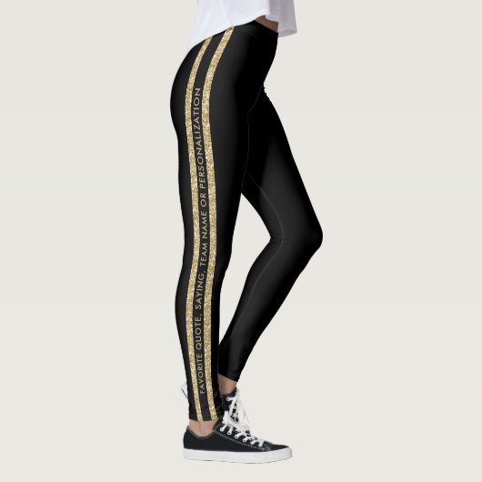 Aangepaste tekst voor zwart en Gold Glitter Athlet Leggings (Rechts)