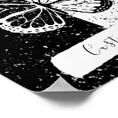 Aangepaste tekst voor zwart-wit elegant  vlinder poster (Hoek)