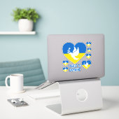 Aangepaste tekst Vrede voor Oekraïne Sticker (Laptop op bureau)