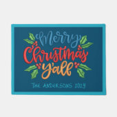 Aangepaste tekst Vrolijk kerstfeest Y'ALL BLAUW RO Deurmat (Voorkant)
