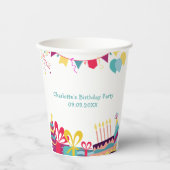 Aangepaste tekst Vrolijk kleurrijk verjaardagsfees Papieren Bekers (Voorkant)