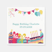 Aangepaste tekst Vrolijk kleurrijk verjaardagsfees Servet (Voorkant)