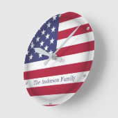 Aangepaste TEKST VS Proud American Flag Land Ronde Klok (Hoek)