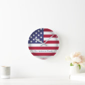 Aangepaste TEKST VS Proud American Flag Land Ronde Klok (Huis)