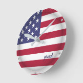 Aangepaste TEKST VS Proud American Flag Land Ronde Klok (Hoek)