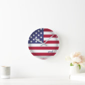 Aangepaste TEKST VS Proud American Flag Land Ronde Klok (Huis)