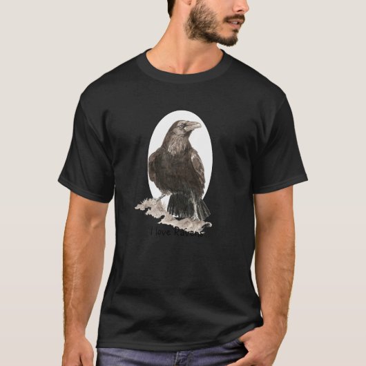 Aangepaste tekst waar ik van hou: Ravens, Vogel, N T-shirt (Voorkant)