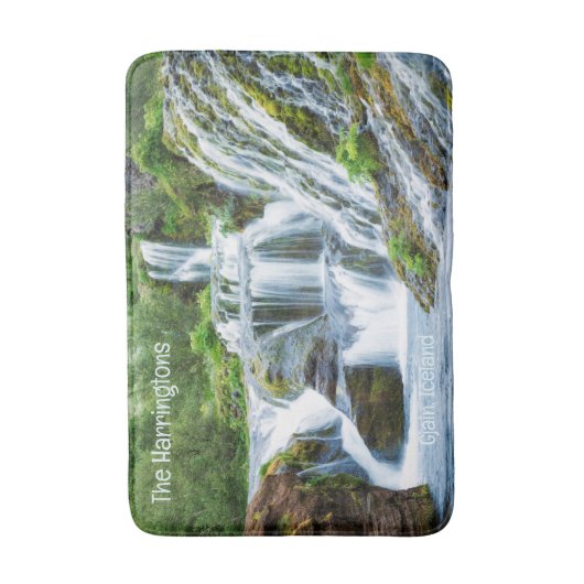 Aangepaste tekst: waterval, IJsland Badmat (Voorkant Verticaal)