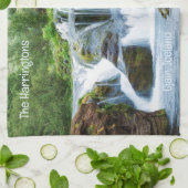Aangepaste tekst: waterval, IJsland Theedoek (Gevouwen)